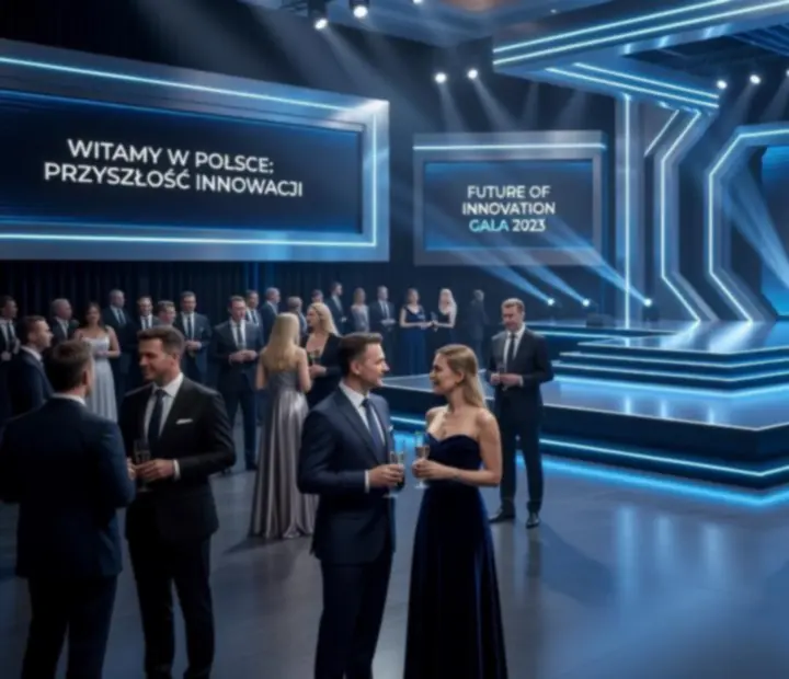 Futurystyczna scena i oświetlenie podczas gali korporacyjnej w Polsce